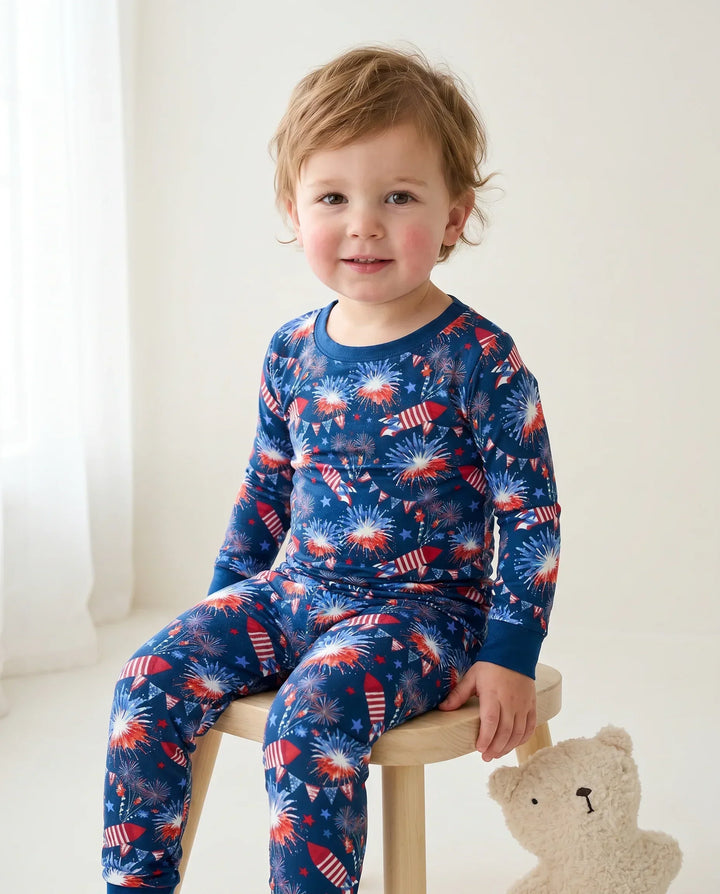 Firework Bamboo Two Piece Long Sleeve Pajama Set