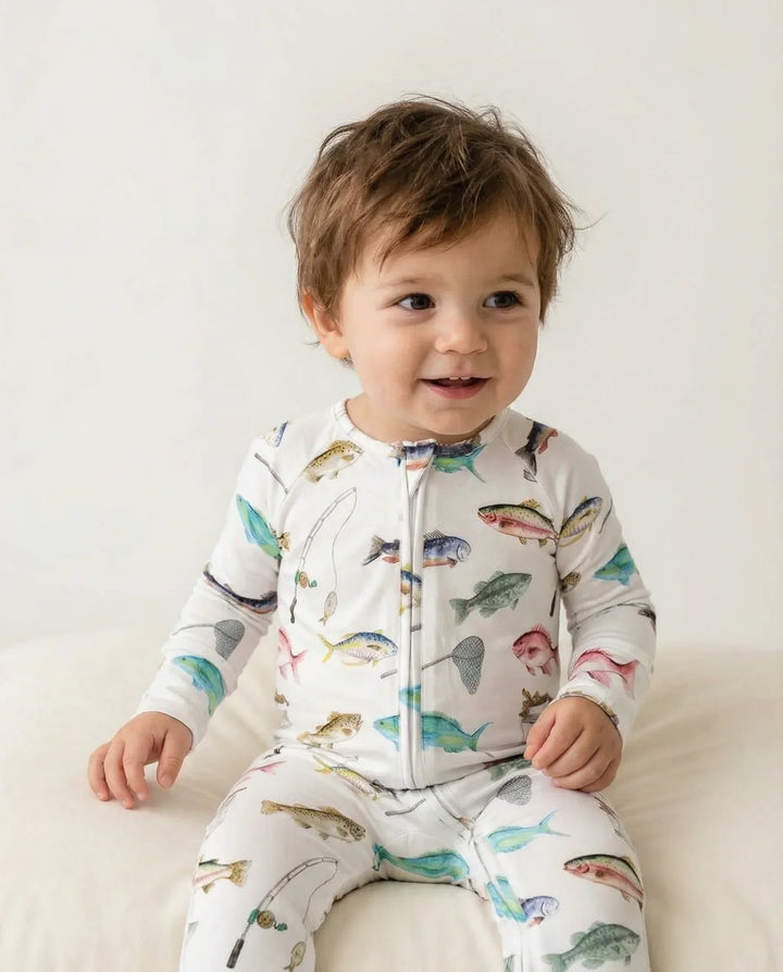 Gone Fishing Bamboo Convertible Zippered Romper
