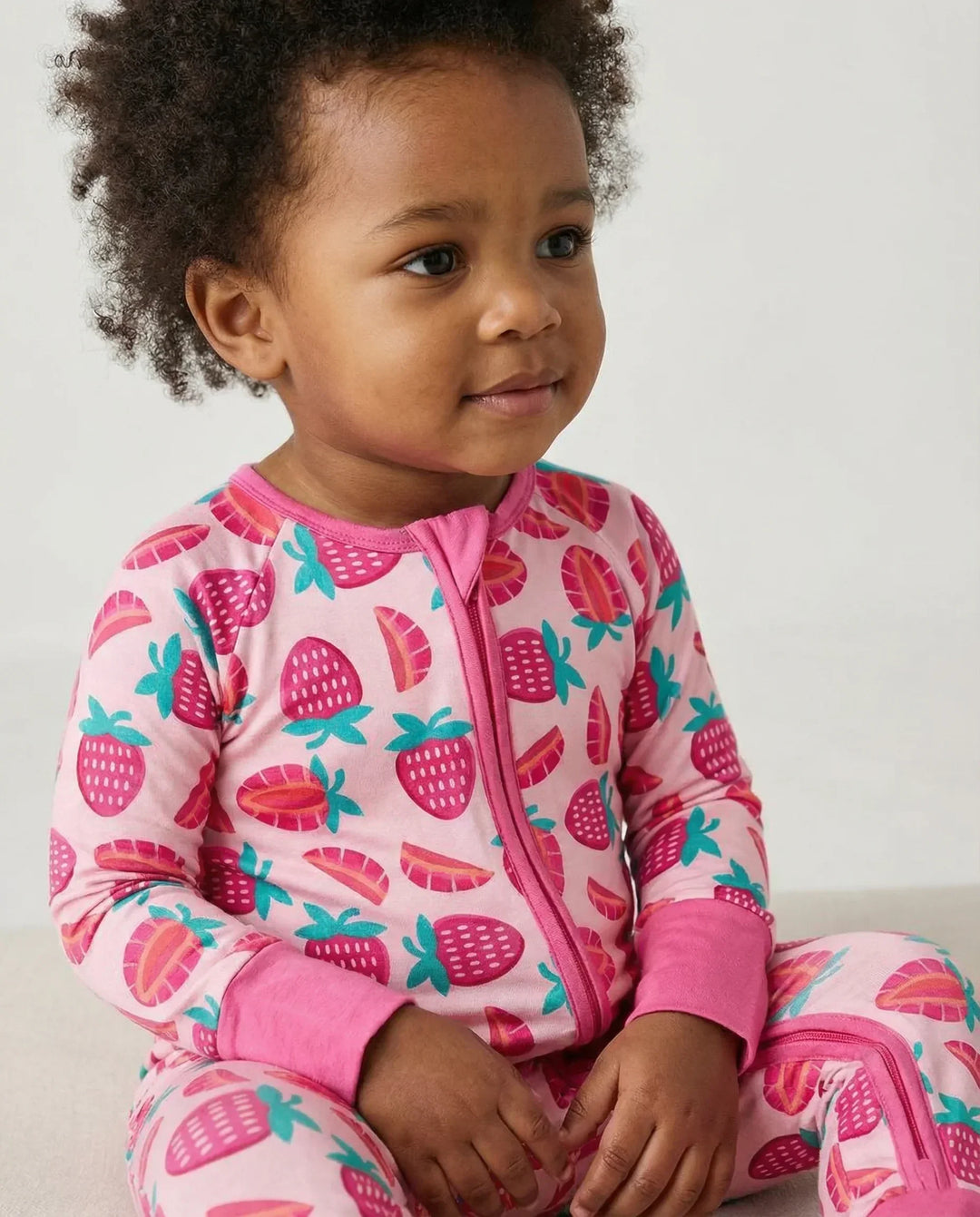 Sweet Strawberries Bamboo Convertible Zippered Romper