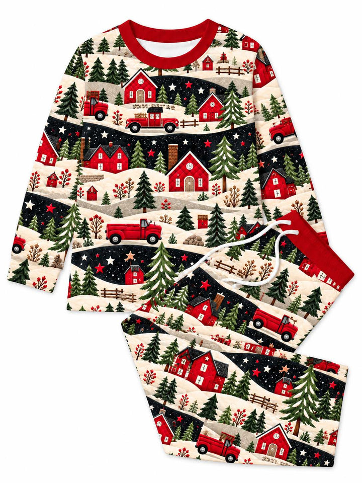 Red Truck Winter Village Bamboo Men's Pajama Set