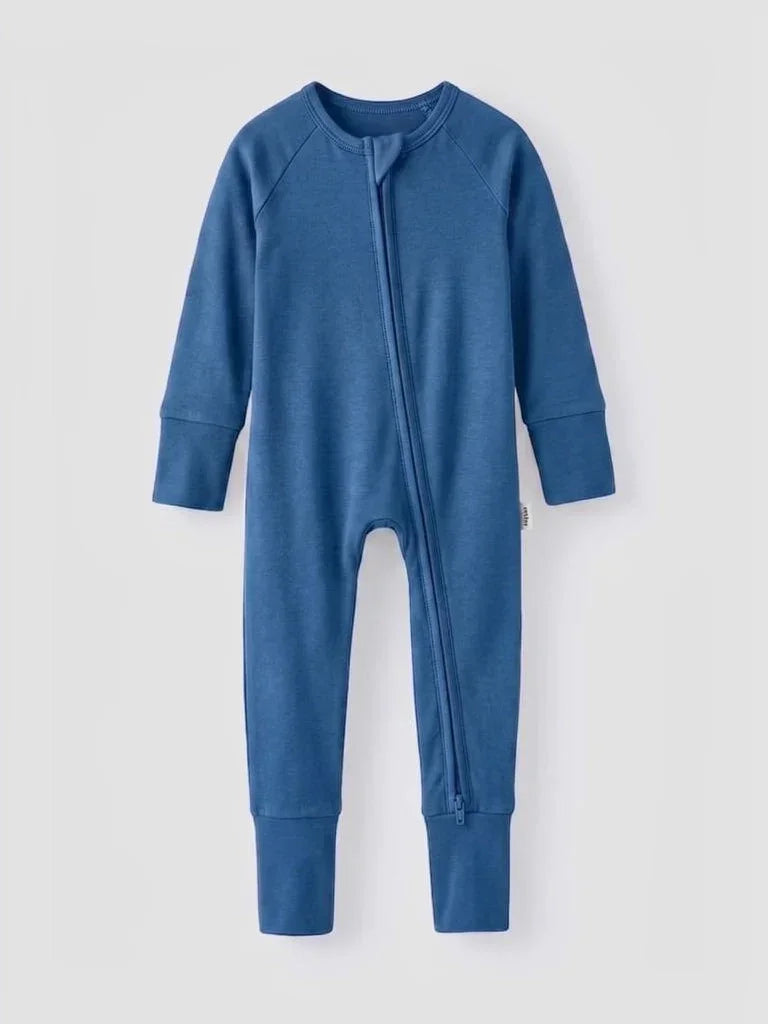 Steel Blue Bamboo Convertible Zippered Romper