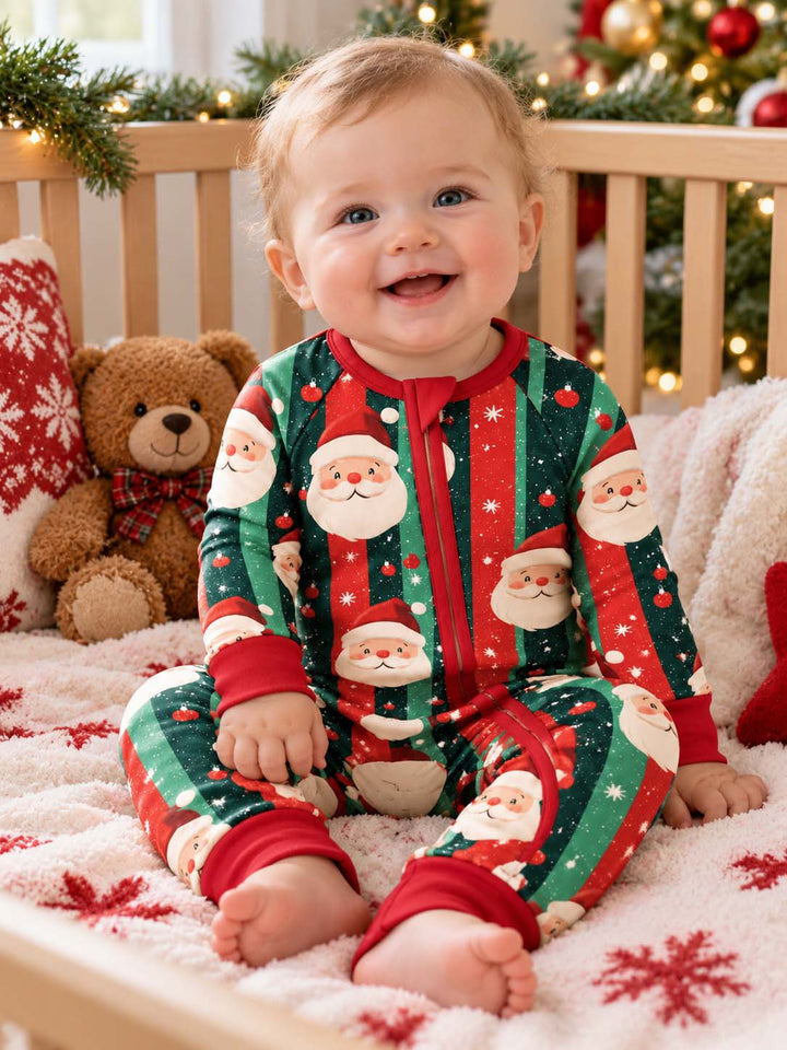 Retro Santa Christmas Stripes Bamboo Convertible Zippy