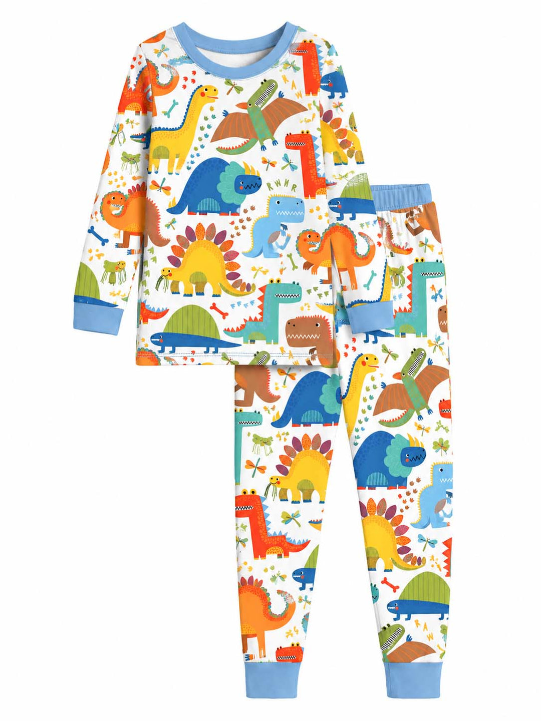Roaring Dinosaur World Bamboo Two Piece Long Sleeve Pajama Set