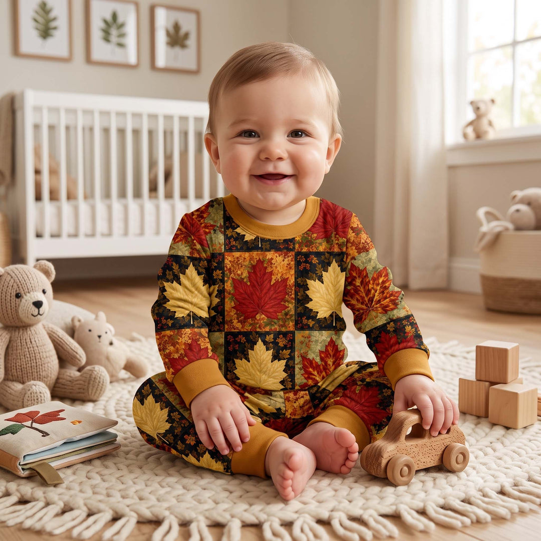 Rustic Autumn Charm Bamboo Two Piece Long Sleeve Pajama Set