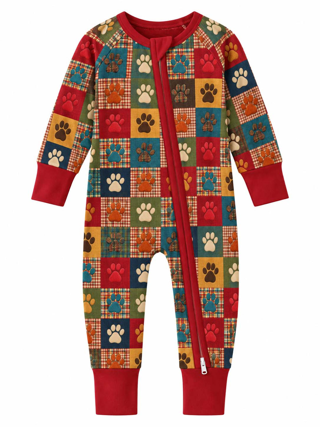Rustic Patchwork Paw Prints Bamboo Convertible Zippy