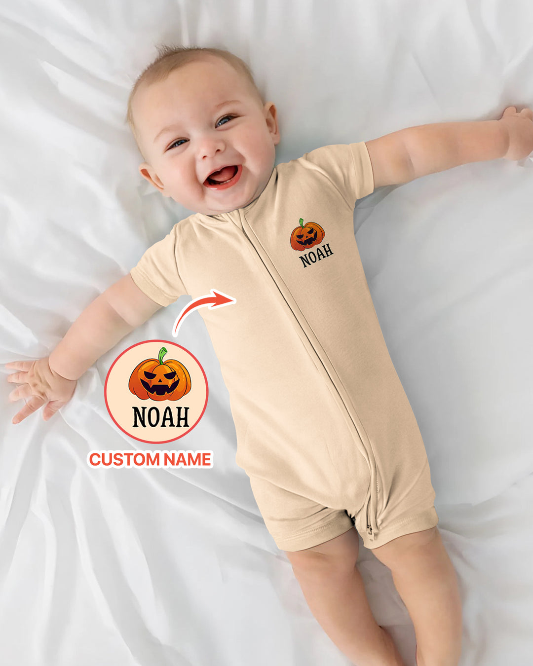 Personalized Spooky One First Birthday Halloween Bamboo Shorty Zippy