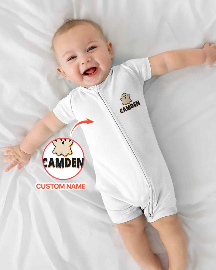 Personalized Ghost Halloween Baby Bamboo Shorty Zippy