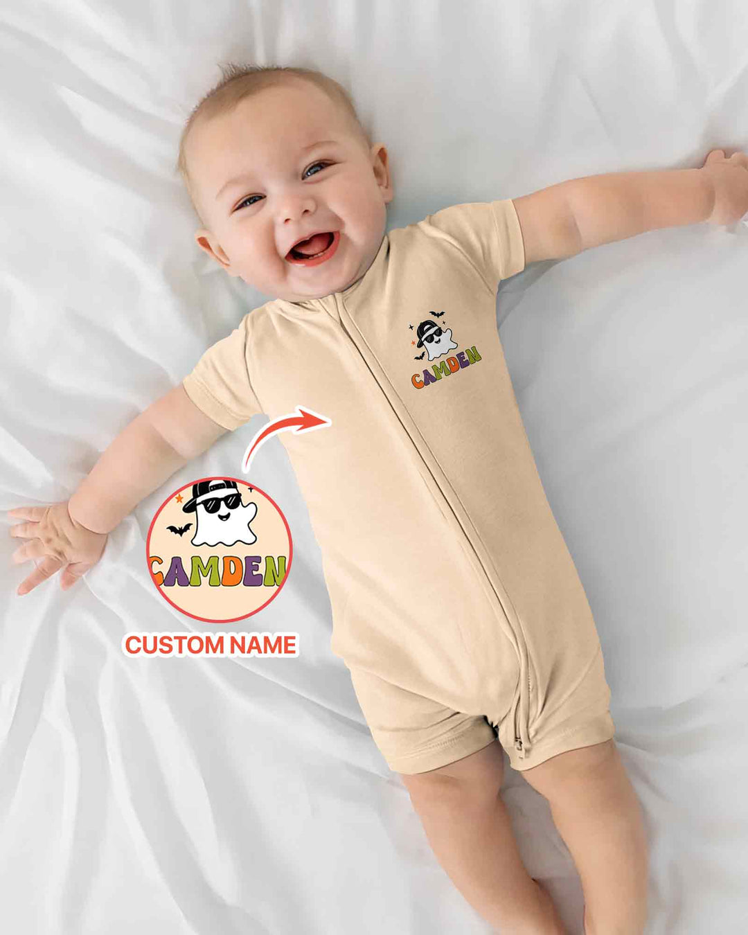 Personalized One Spooky Dude Baby Bamboo Shorty Zippy