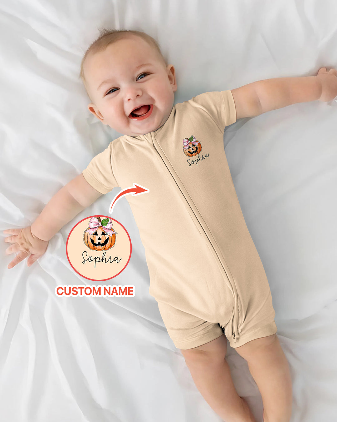 Personalized Name Baby Boo Outfits First Halloween Bamboo Shorty Zippy