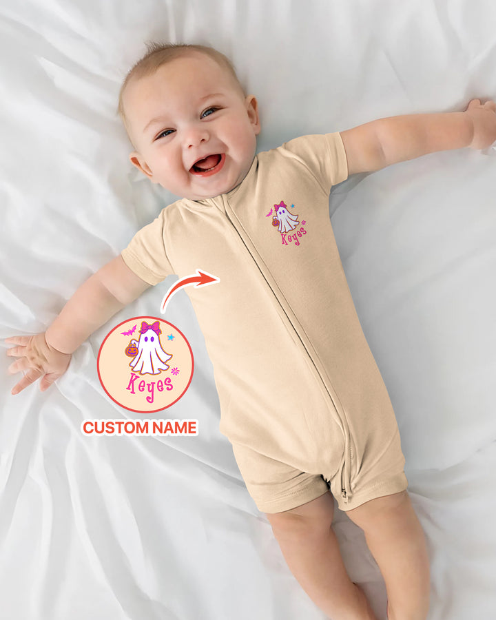 Personalized Coquette Ghost Halloween Bamboo Shorty Zippy
