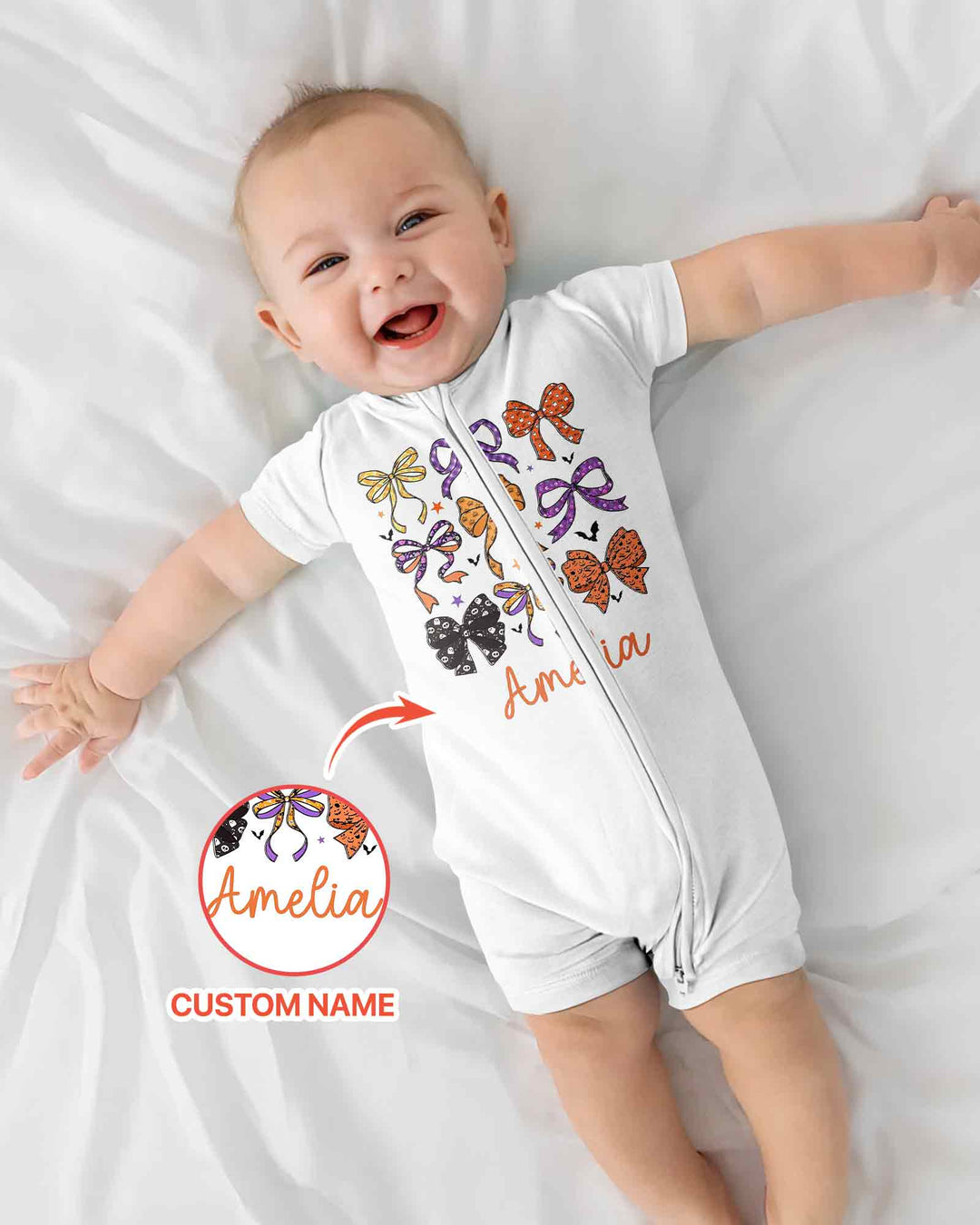 Personalized Halloween Ribbon Bamboo Shorty Zippy