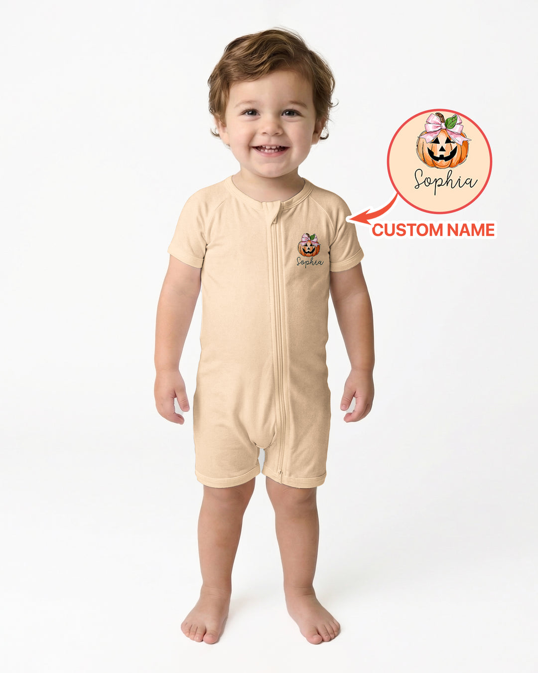 Personalized Name Baby Boo Outfits First Halloween Bamboo Shorty Zippy