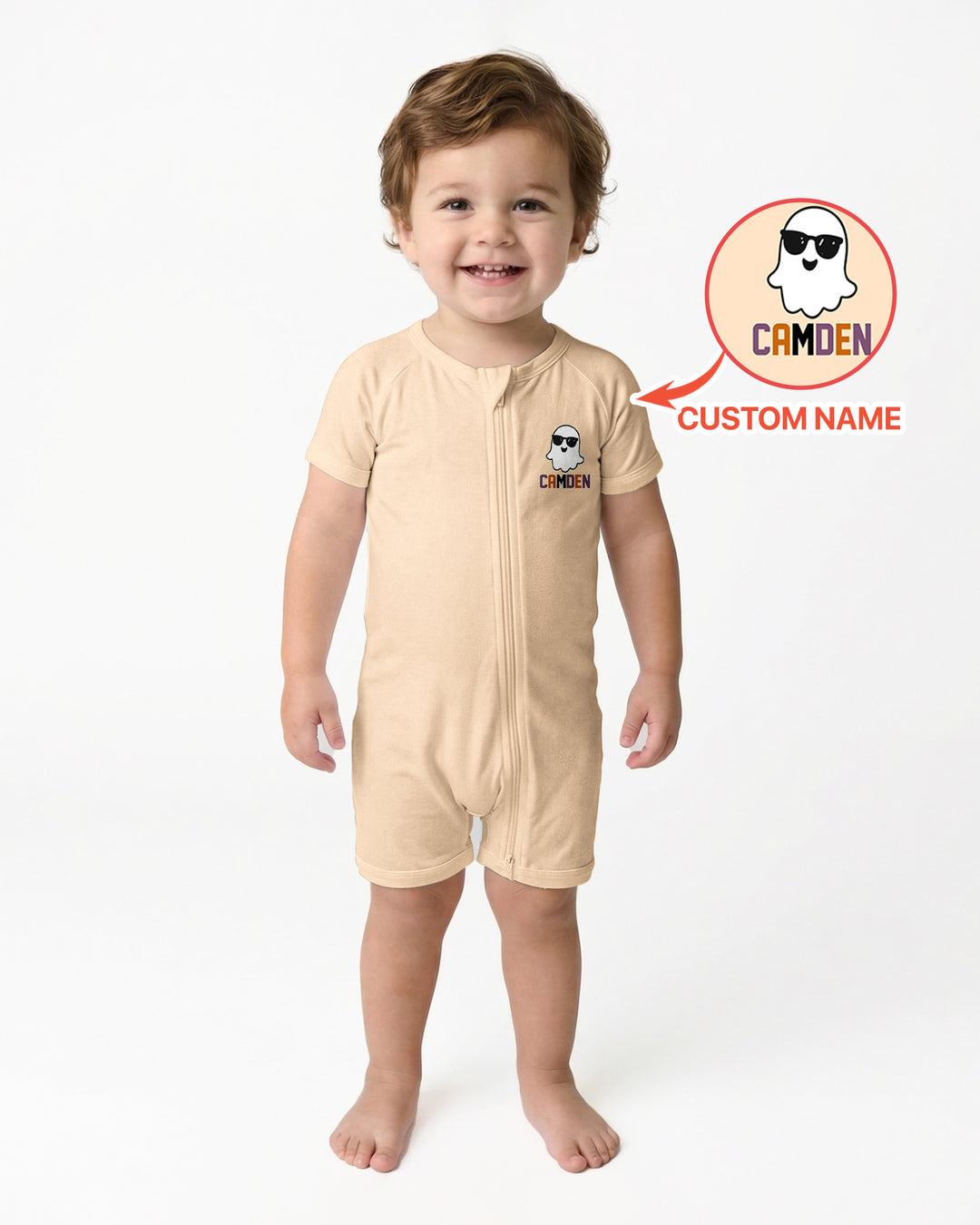 Custom Name Halloween One Spooky Dude Bamboo Shorty Zippy
