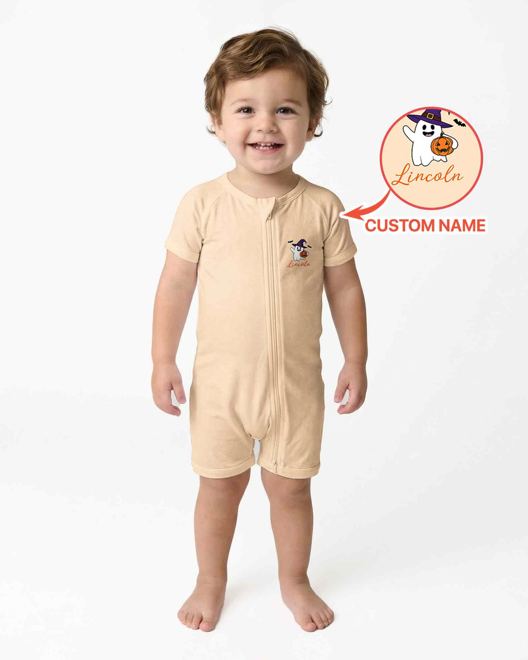 Personalized Spooky One Halloween First Birthday Bamboo Shorty Zippy