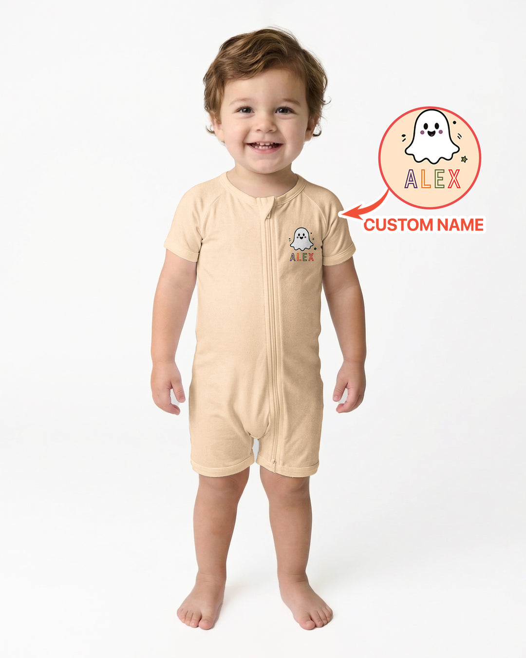 Custom Name Halloween 1st Birthday Bamboo Shorty Zippy
