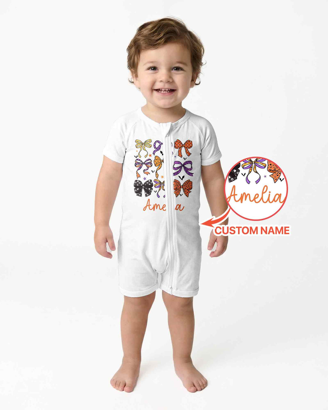 Personalized Halloween Ribbon Bamboo Shorty Zippy