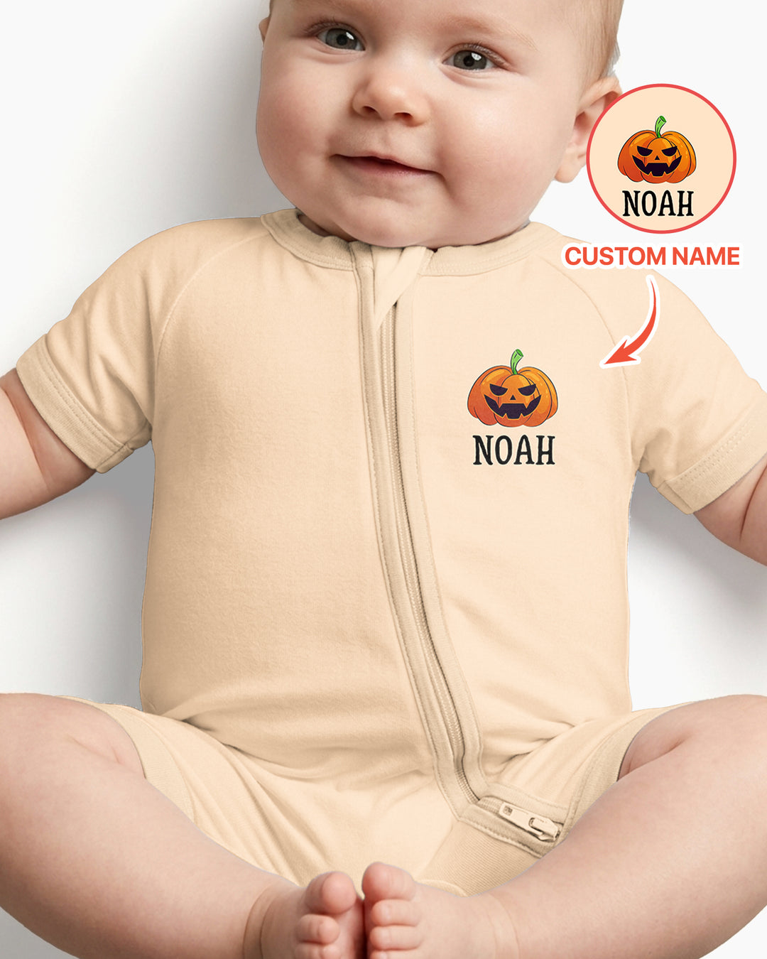 Personalized Spooky One First Birthday Halloween Bamboo Shorty Zippy