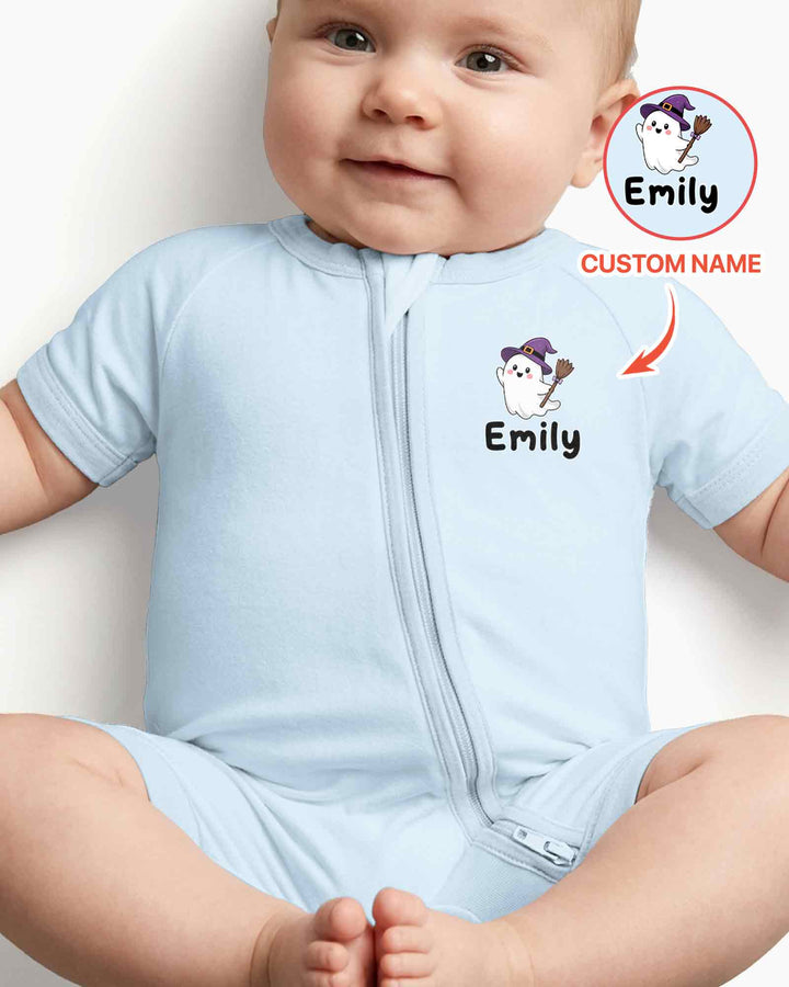 Personalized Spooky One Baby Boo Halloween First Birthday Bamboo Shorty Zippy