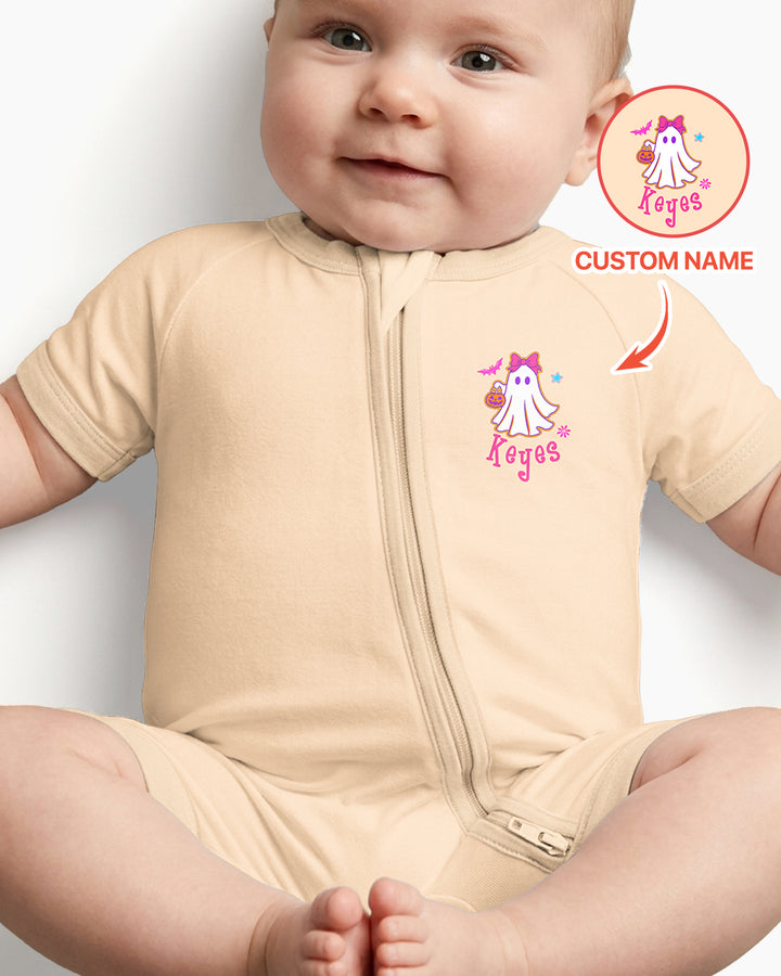 Personalized Coquette Ghost Halloween Bamboo Shorty Zippy