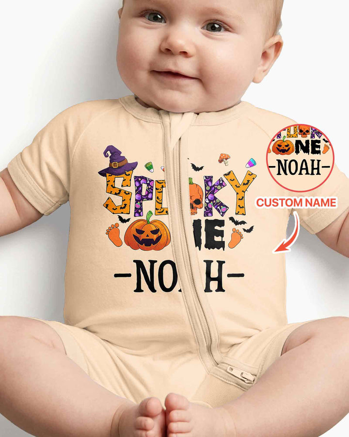 Personalized Spooky One First Birthday Halloween Bamboo Shorty Zippy