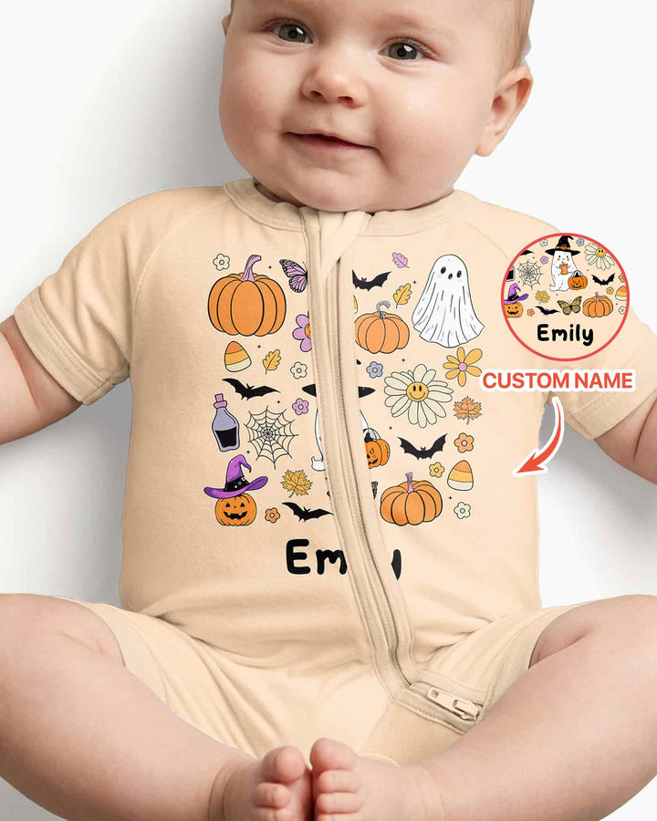 Personalized Retro Halloween Bamboo Shorty Zippy