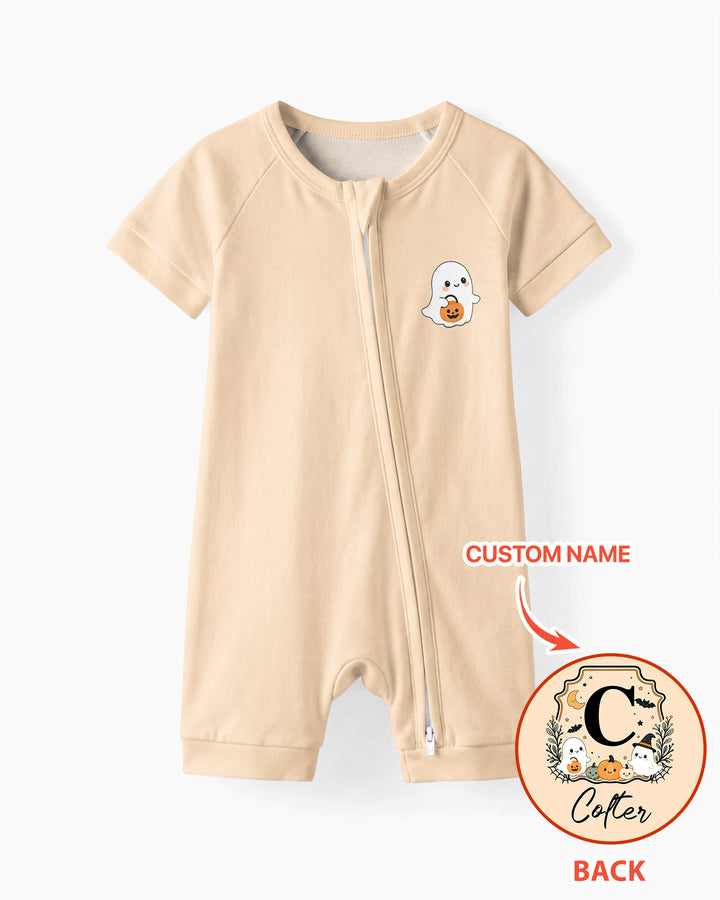 Custom Monogram Ghost Pumpkin Bamboo Shorty Zippy