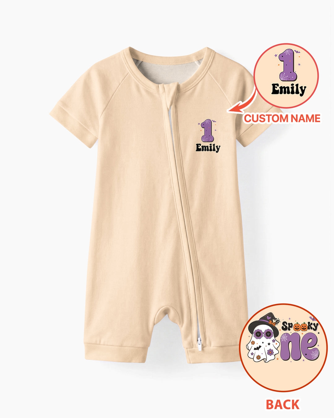 Personalized Spooky One Coquette Halloween Birthday Bamboo Shorty Zippy