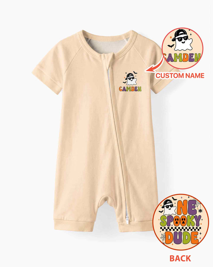 Personalized One Spooky Dude Baby Bamboo Shorty Zippy