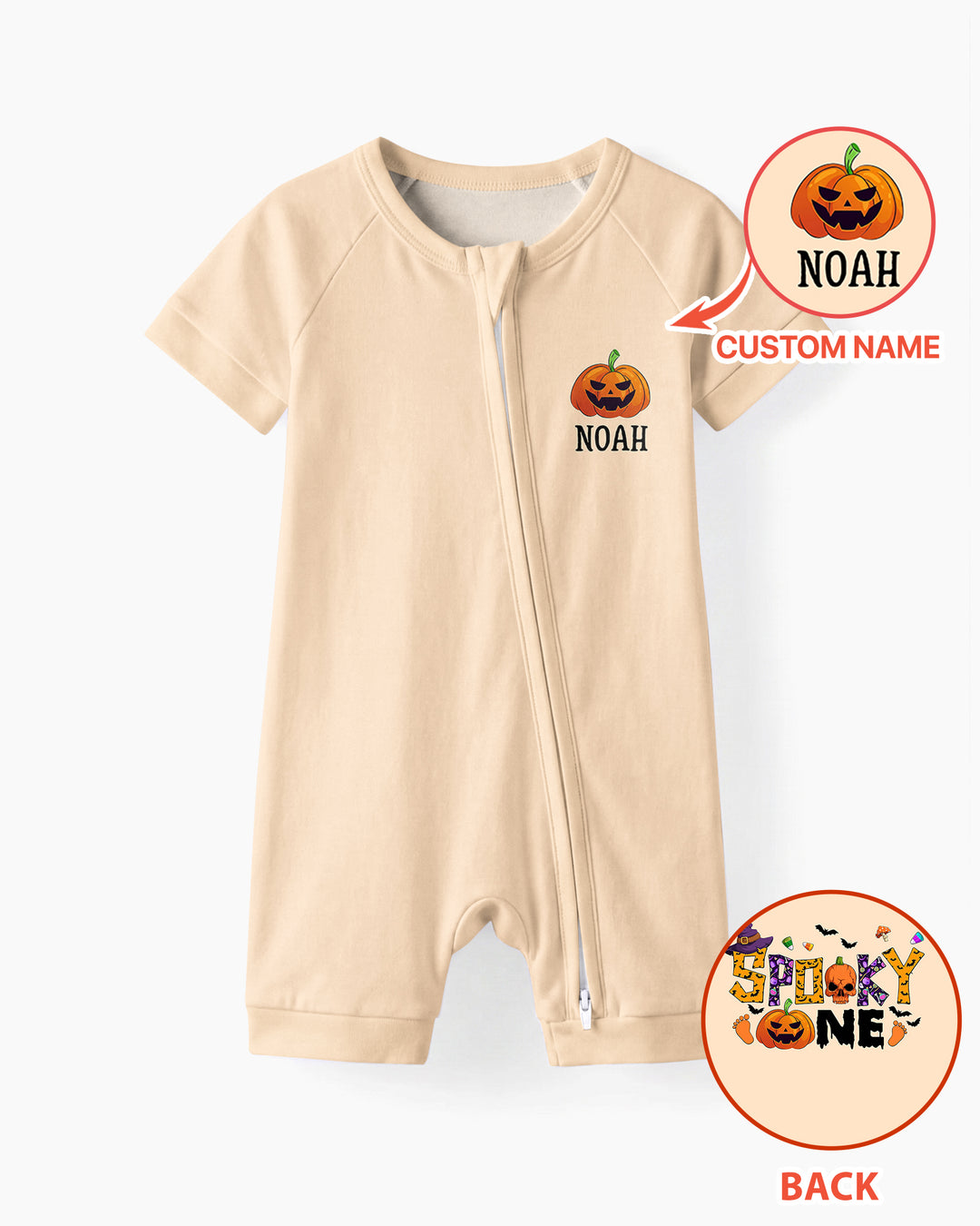 Personalized Spooky One First Birthday Halloween Bamboo Shorty Zippy