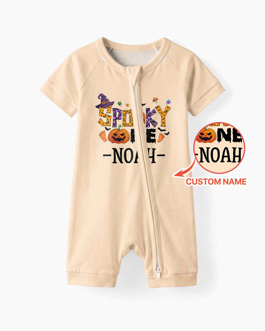 Personalized Spooky One First Birthday Halloween Bamboo Shorty Zippy