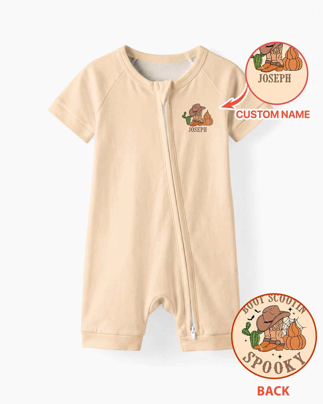 Personalized Spooky Cowboy Cowgirl Bamboo Shorty Zippy