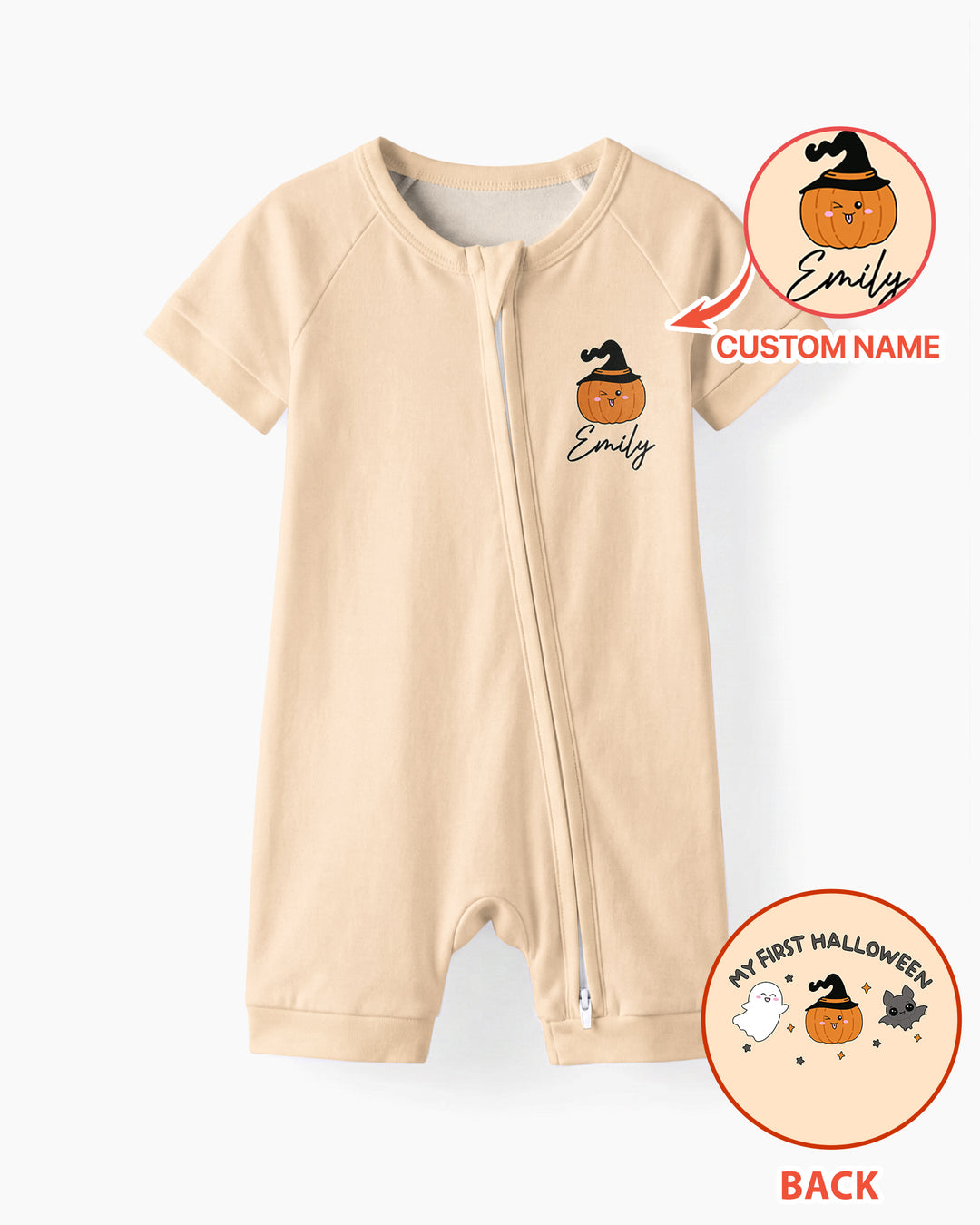 Personalized My First Halloween Ghost Bamboo Shorty Zippy