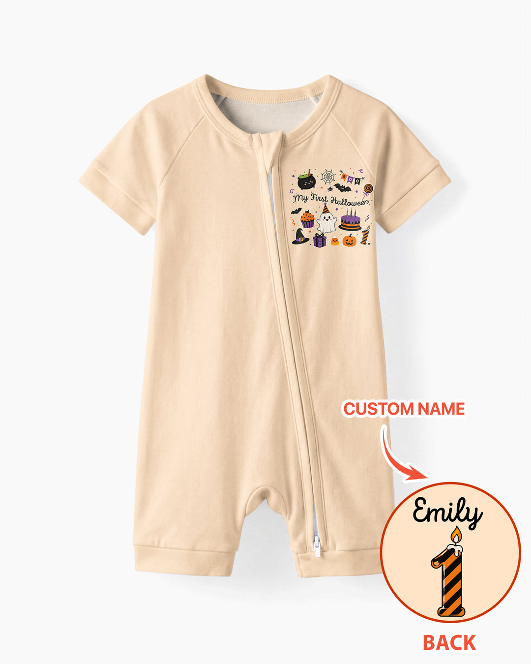 Personalized My First Halloween Pumpkin Bamboo Shorty Zippy