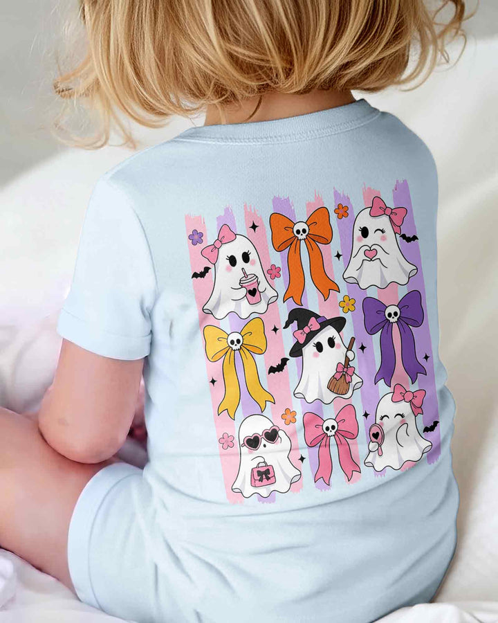 Personalized Pink Bow Ghost Coquette Halloween Bamboo Shorty Zippy