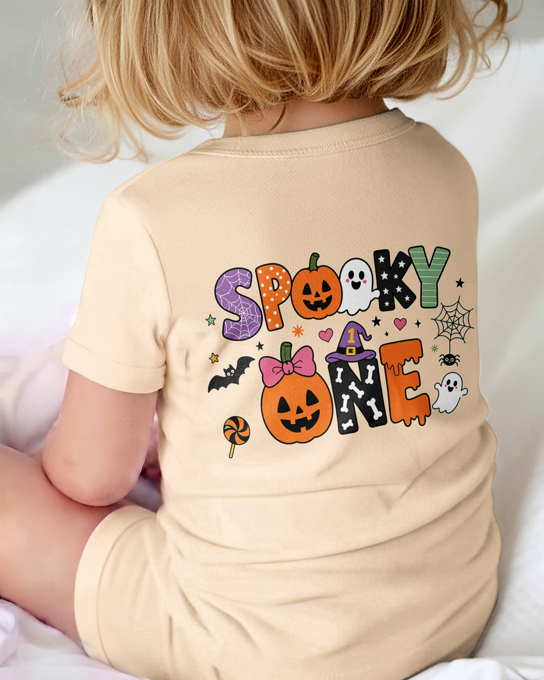 Personalized Name 1st Halloween Pumpkin Ghost Spooky One Birthday Bamboo Shorty Zippy