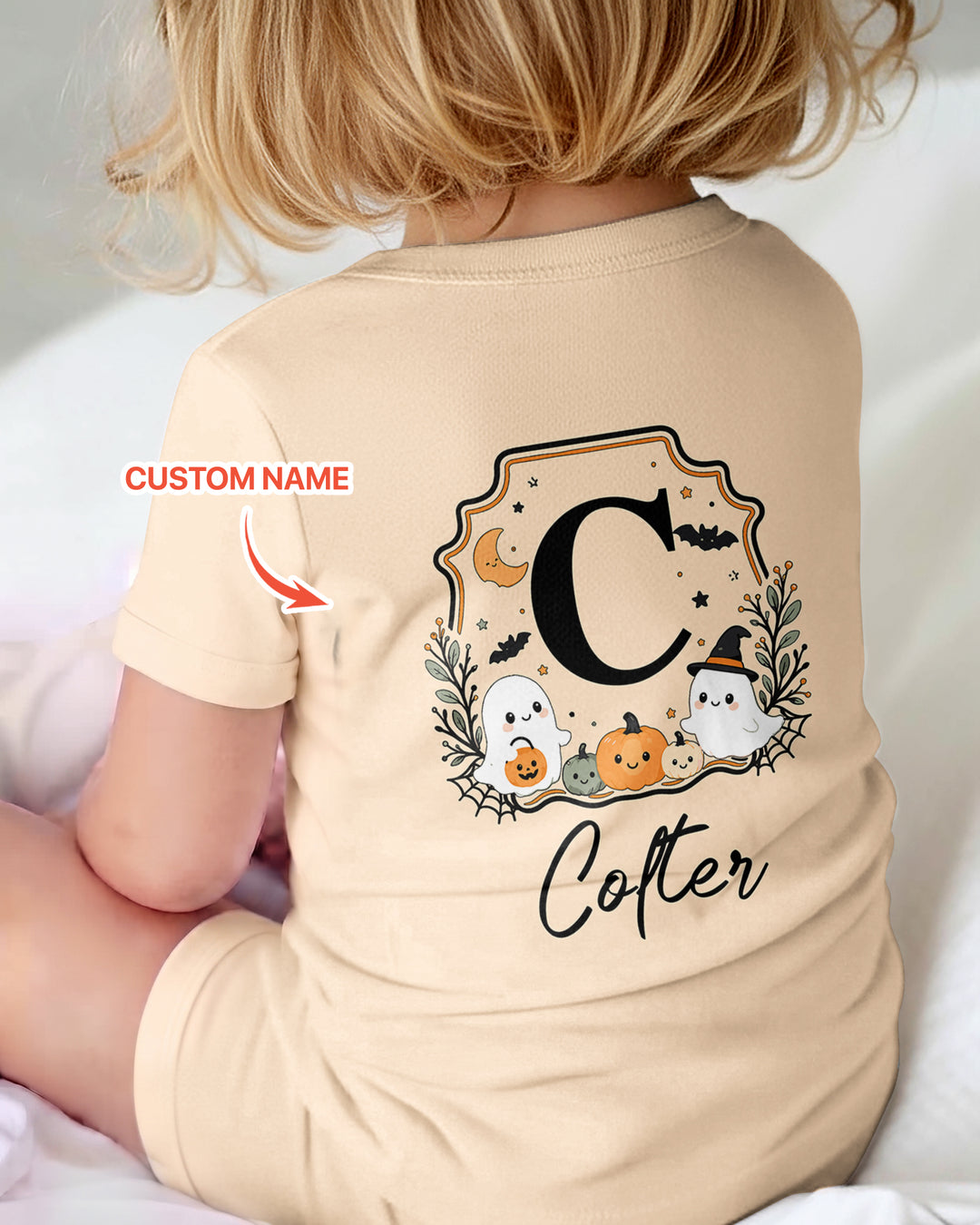 Custom Monogram Ghost Pumpkin Bamboo Shorty Zippy