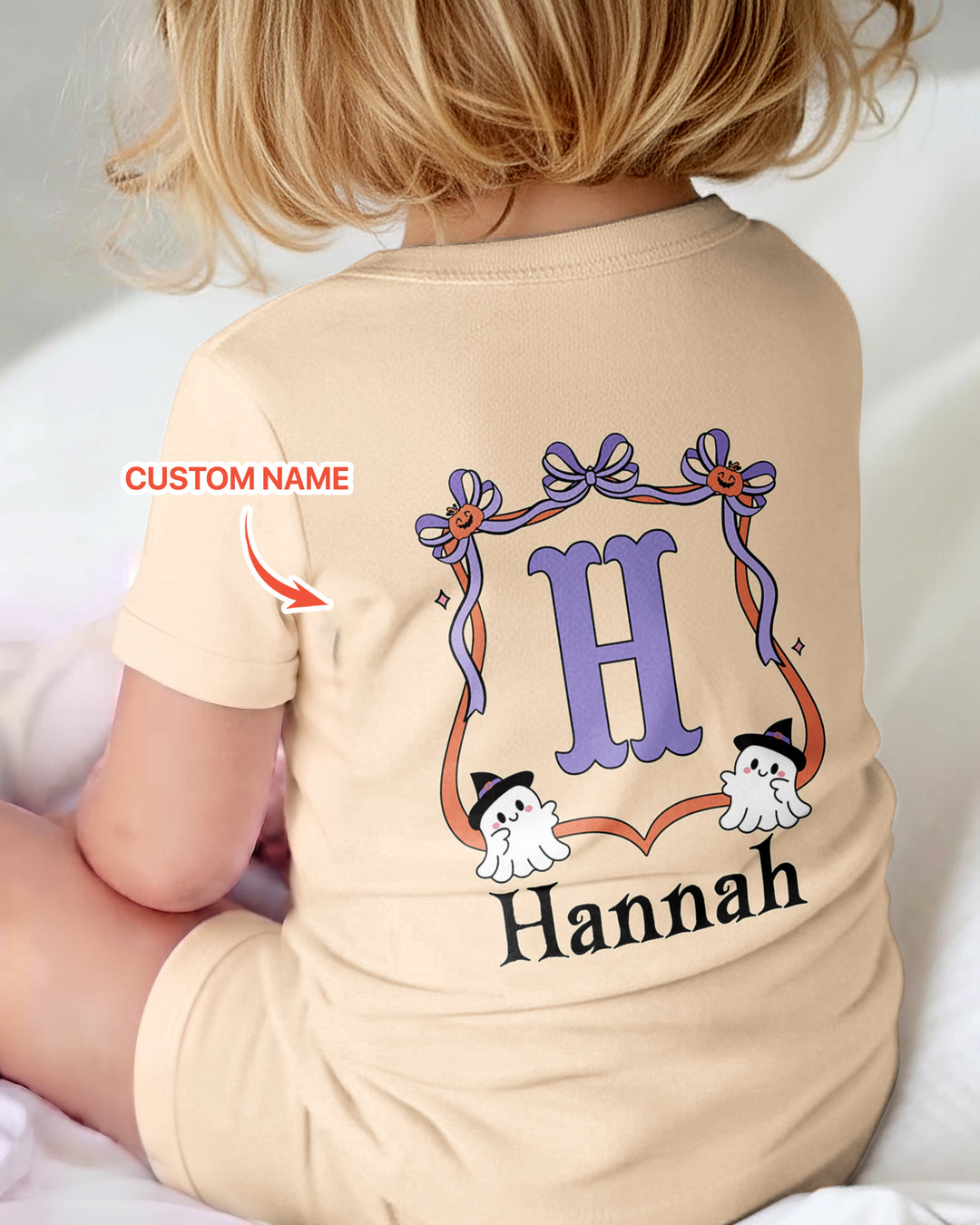 Personalized Halloween Baby Girl's Little Boo Bamboo Shorty Zippy
