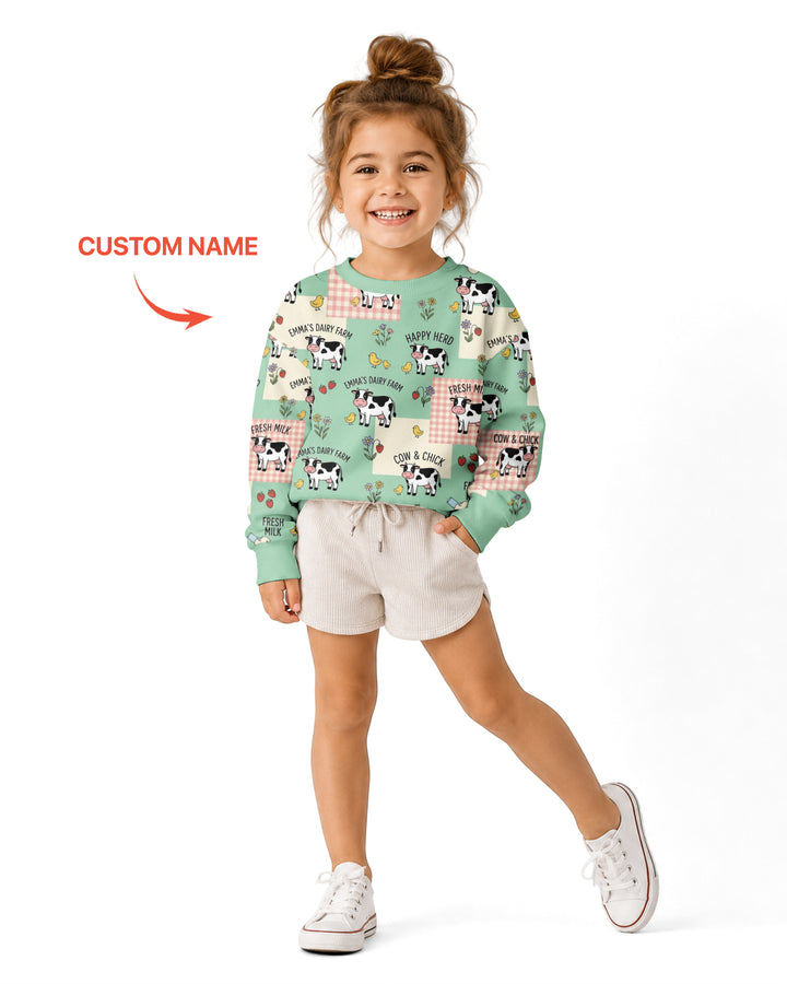 Custom Name Minty Farm And A Tiny Chick Bamboo Crewneck Sweatshirt