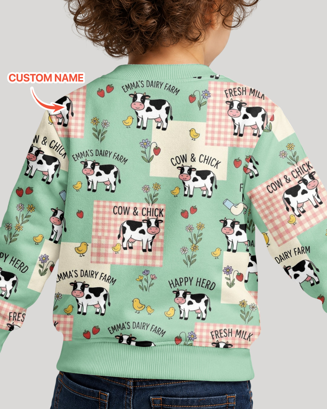 Custom Name Minty Farm And A Tiny Chick Bamboo Crewneck Sweatshirt