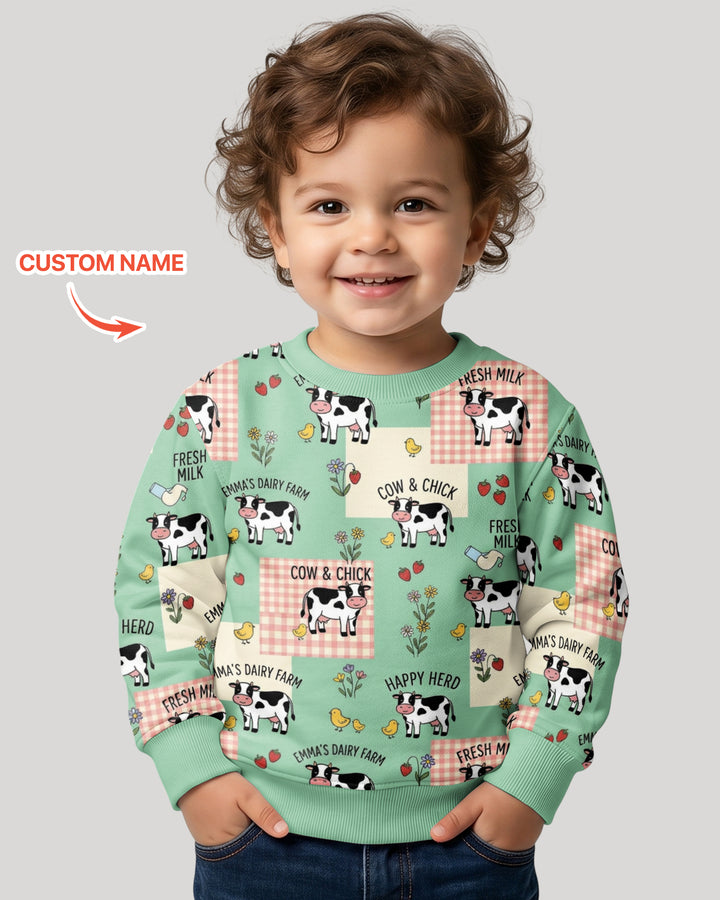 Custom Name Minty Farm And A Tiny Chick Bamboo Crewneck Sweatshirt
