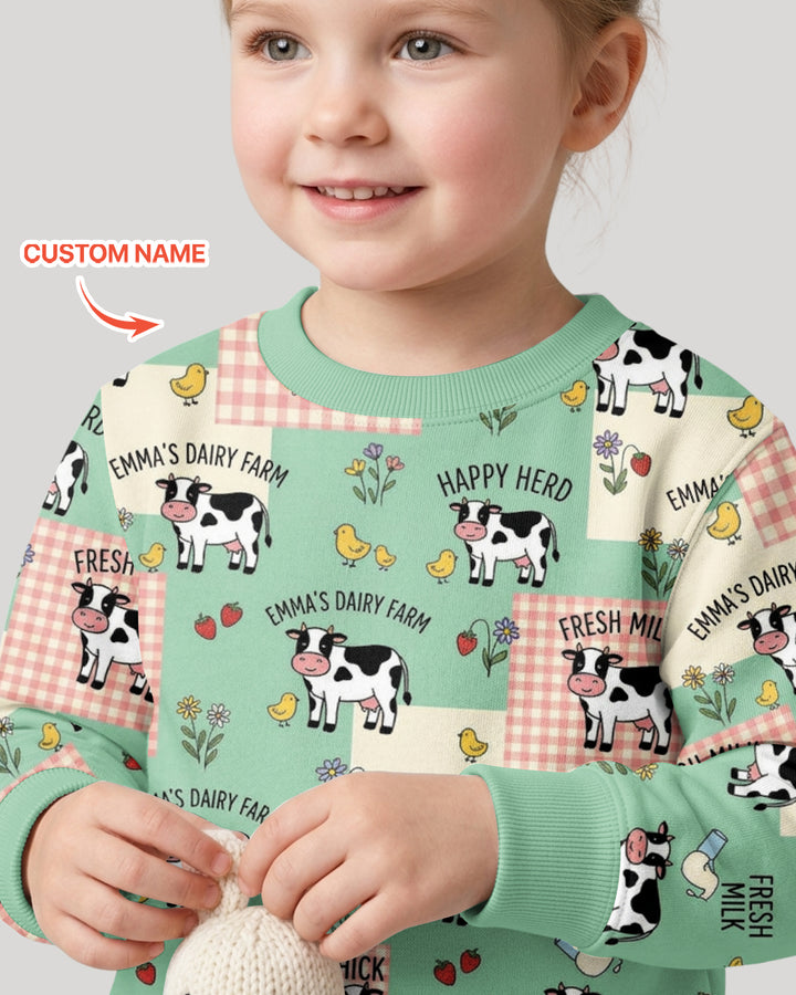 Custom Name Minty Farm And A Tiny Chick Bamboo Crewneck Sweatshirt