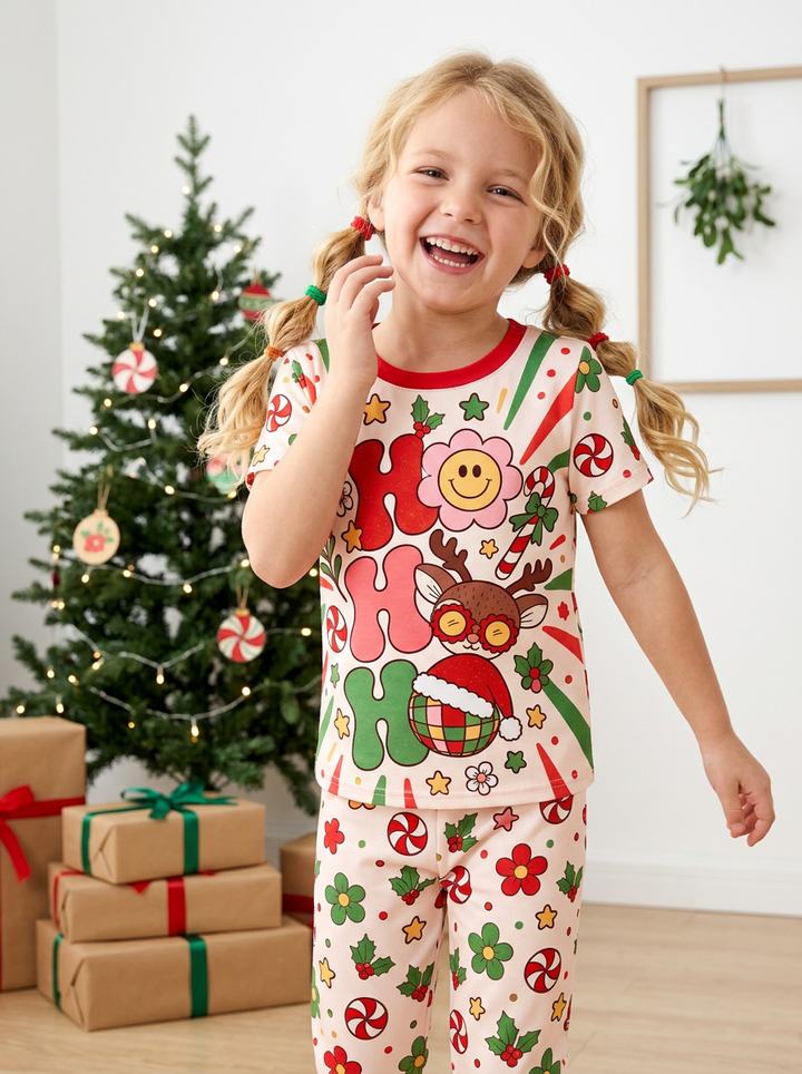 Ho Ho Ho Holiday Bamboo Two Piece Short Sleeve Pajama Set
