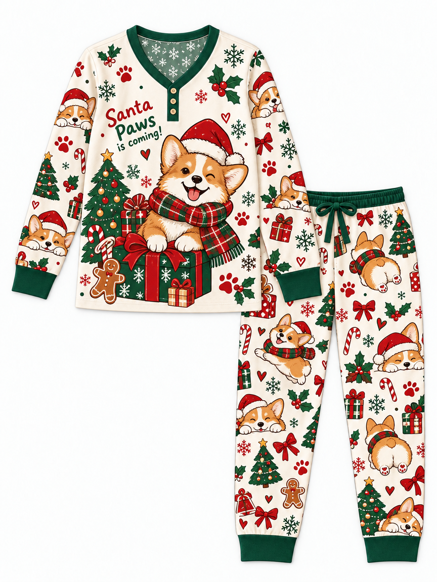 Santa Paws Holiday Surprise Bamboo Women Pajama Set