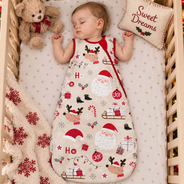 Santa Reindeer Holiday Joy Bamboo Sleep Bag