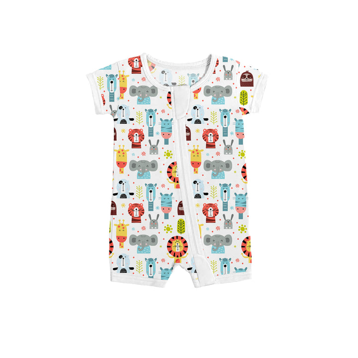 Scandi Style Animals Shorty Zippered Romper