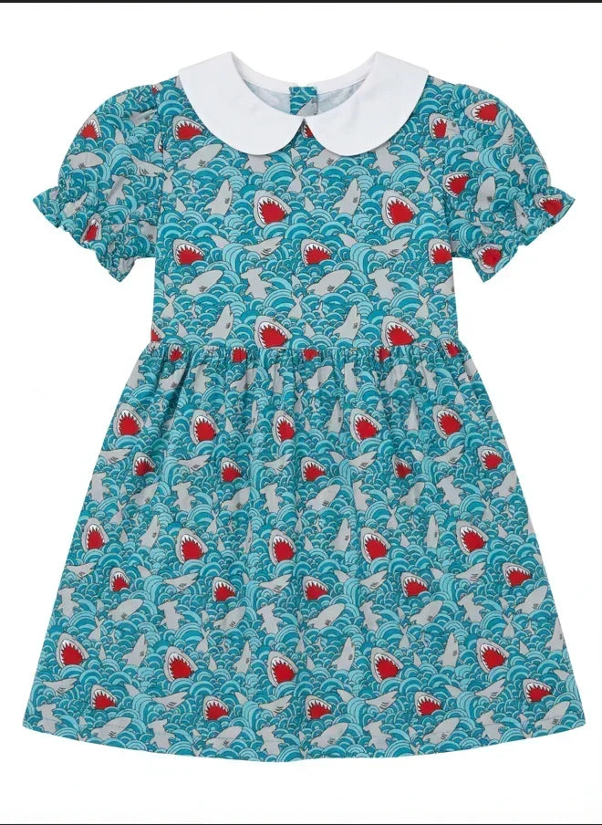 Shark Wave Rush Bamboo Peter Pan Collar Dress