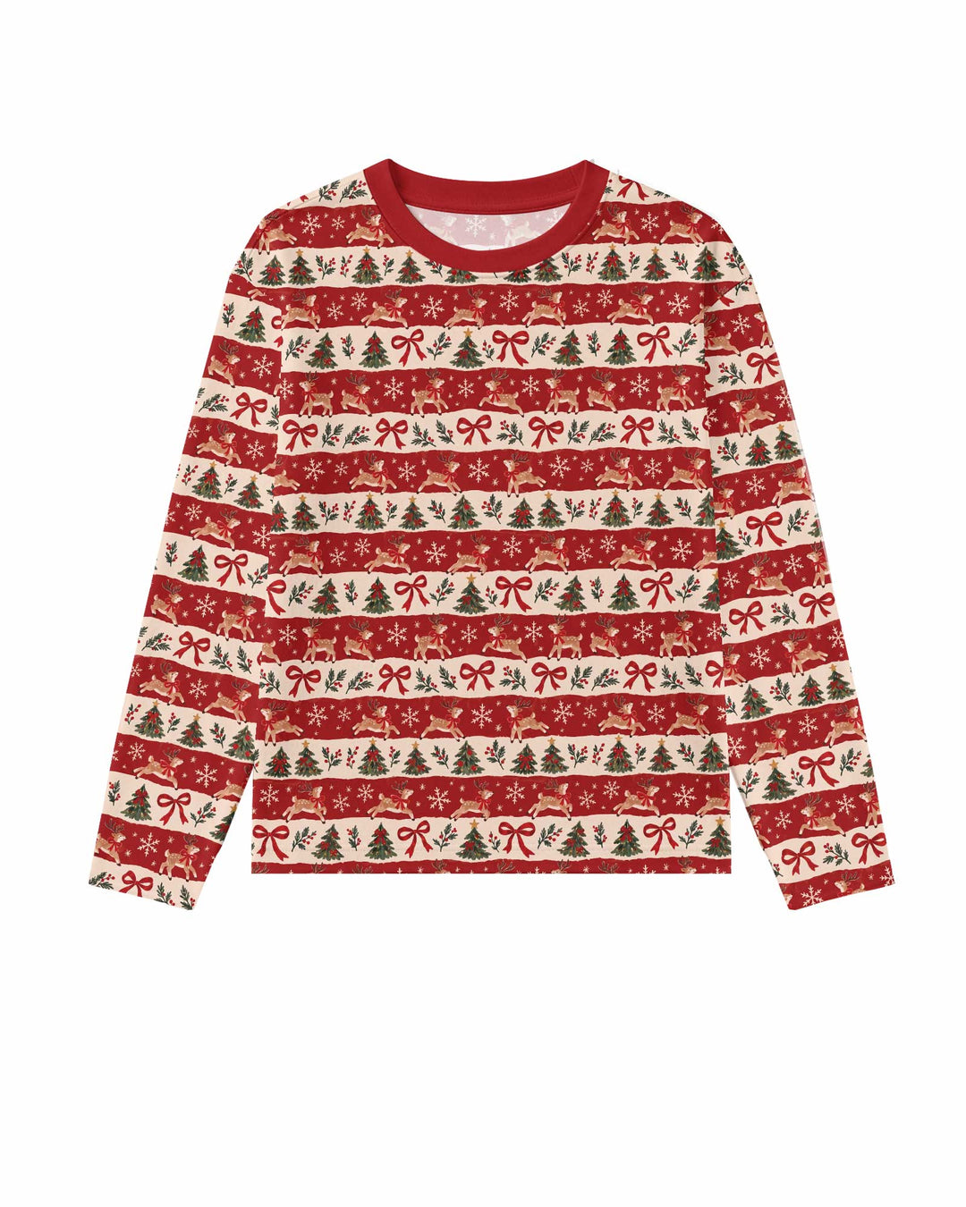 Vintage Reindeer Christmas Stripes Bamboo Men's Pajama Set
