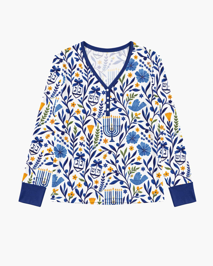 Hanukkah Toile Bamboo Women Pajama Set