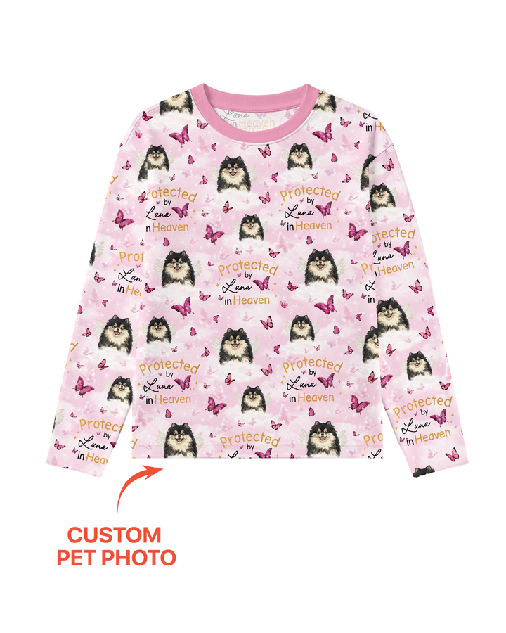 Custom Pet Photo Protected By Heaven Family Bamboo Men's Pajama Set