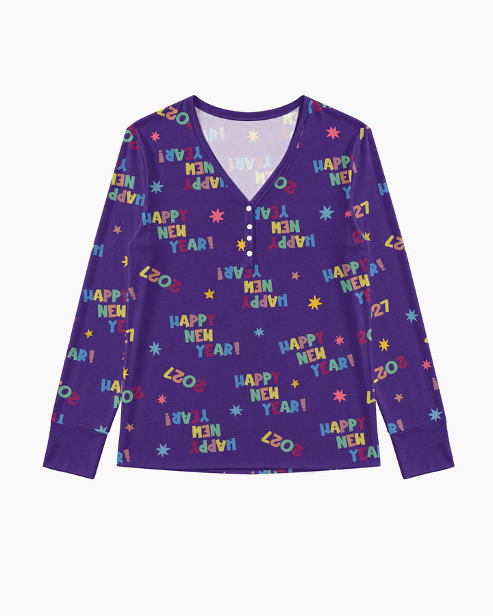 Retro Happy New Year 2027 Bamboo Women Pajama Set